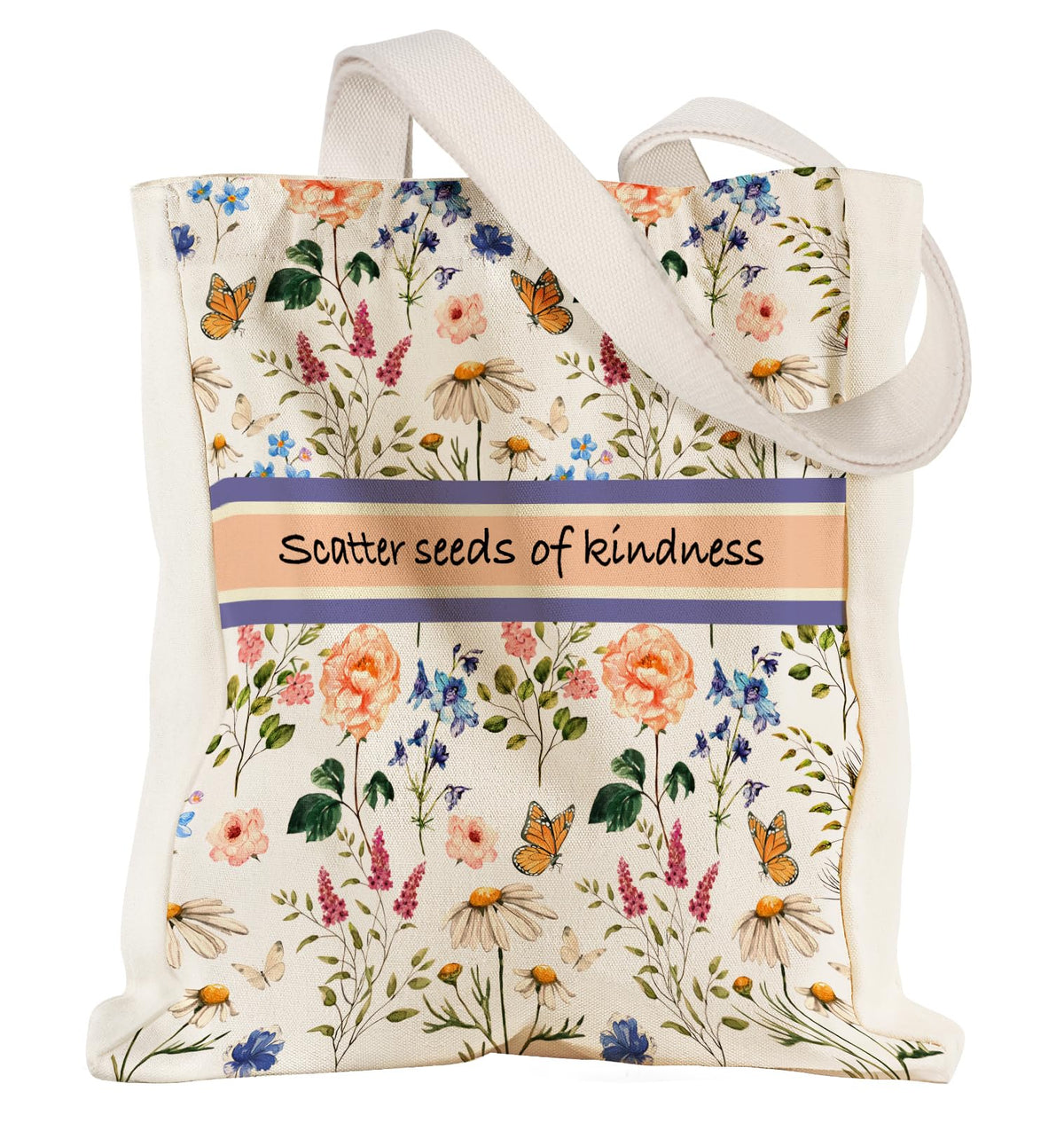 Miss Adola Aesthetic Heavy Canvas Tote Bag with Pocket for Women, Cloth Gusseted Totes Bag with Pattern for Shopping