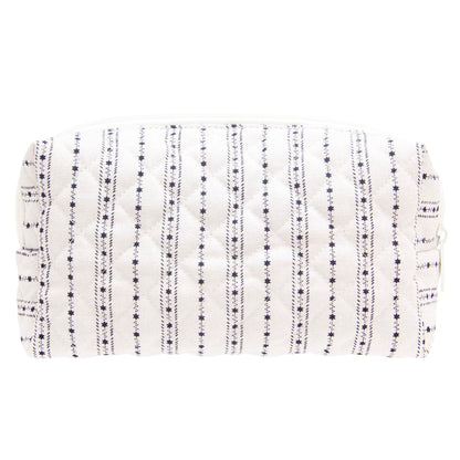 PAZIMIIK Small Quilted Makeup Bag,Zipper Cosmetic Pouch,Grey Floral