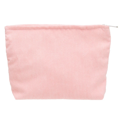 Flat Makeup Bag for Women,Zipper Cosmetic Pouch for Purse,Strawberry Beige