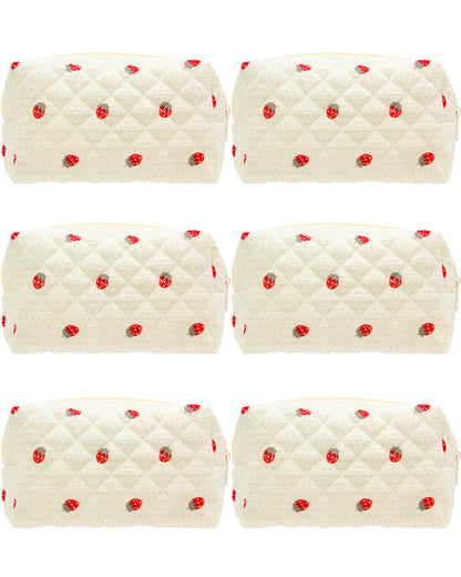 PAZIMIIK Small Quilted Makeup Bag,Zipper Cosmetic Pouch,Grey Floral