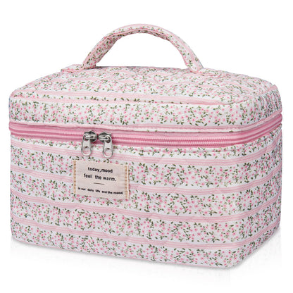 Gosect Large Makeup Bag, Cute Cosmetic Bag for Women Girls, Floral Coquette Aesthetic Toiletry Bag, Travel Make Up Organizer Bag (BDLH)