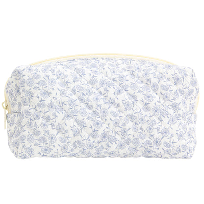 PAZIMIIK Small Quilted Makeup Bag,Zipper Cosmetic Pouch,Grey Floral
