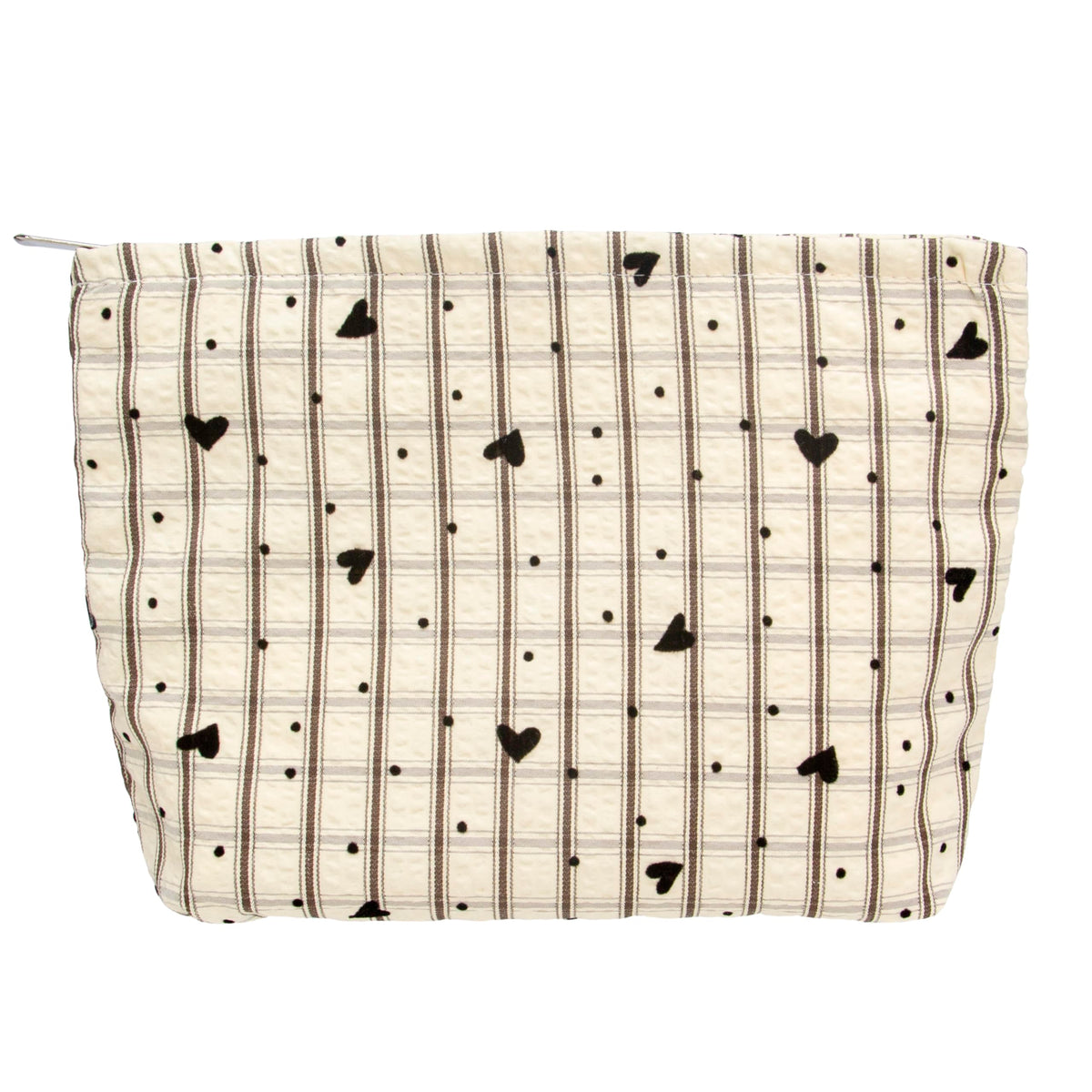 Flat Makeup Bag for Women,Zipper Cosmetic Pouch for Purse,Strawberry Beige