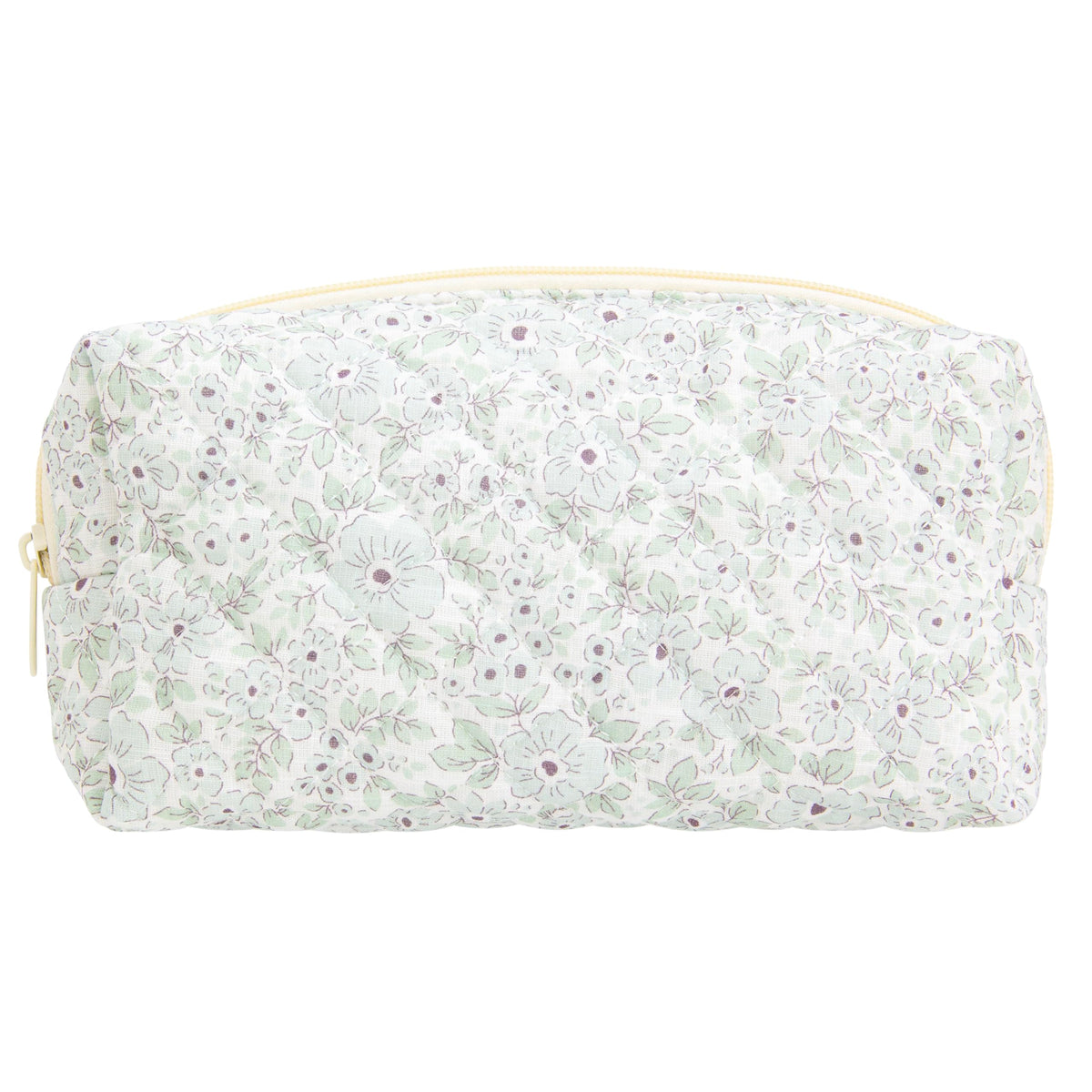 PAZIMIIK Small Quilted Makeup Bag,Zipper Cosmetic Pouch,Grey Floral