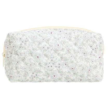 PAZIMIIK Small Quilted Makeup Bag,Zipper Cosmetic Pouch,Grey Floral