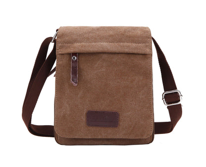 Berchirly Small Vintage Canvas Leather Messenger Crossbody Bag Pack Organizer