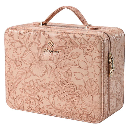 Faquenc Leather Makeup Case with LED Lighted Mirror 11.4 Inch Travel Makeup Bag Adjustable Brightness in 3 Colors Cosmetic Organizer Artist Storage Bag with Dividers Brush Holder Bag Vanity White