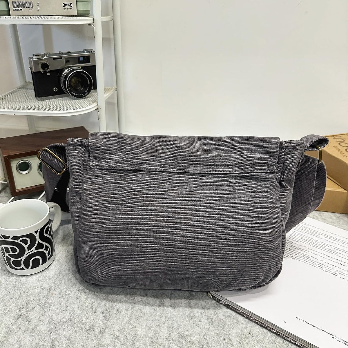 AFGWK School Vintage Canvas Messenger Bag for Men Crossbody Shoulder Bag Satchel Handbags