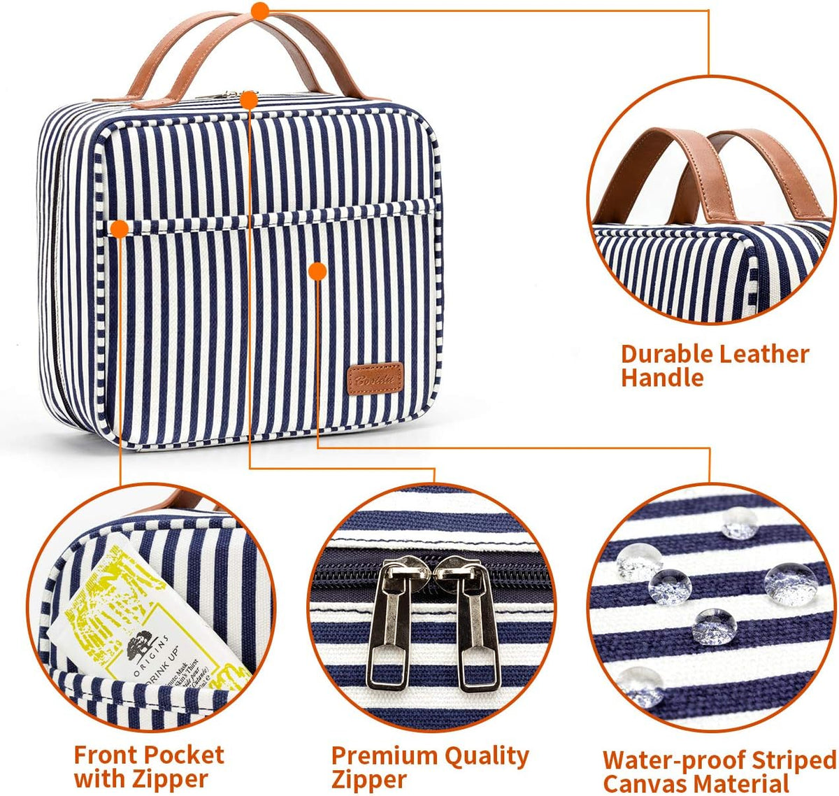 Bosidu Hanging Travel Toiletry Bag,Large Capacity Cosmetic Travel Toiletry Organizer for Women with 4 Compartments & 1 Sturdy Hook,Perfect for Travel/Daily Use/Christmas