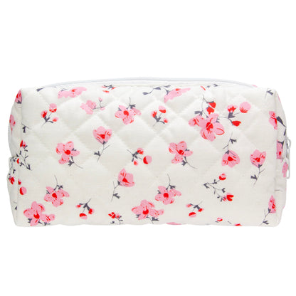 PAZIMIIK Small Quilted Makeup Bag,Zipper Cosmetic Pouch,Grey Floral