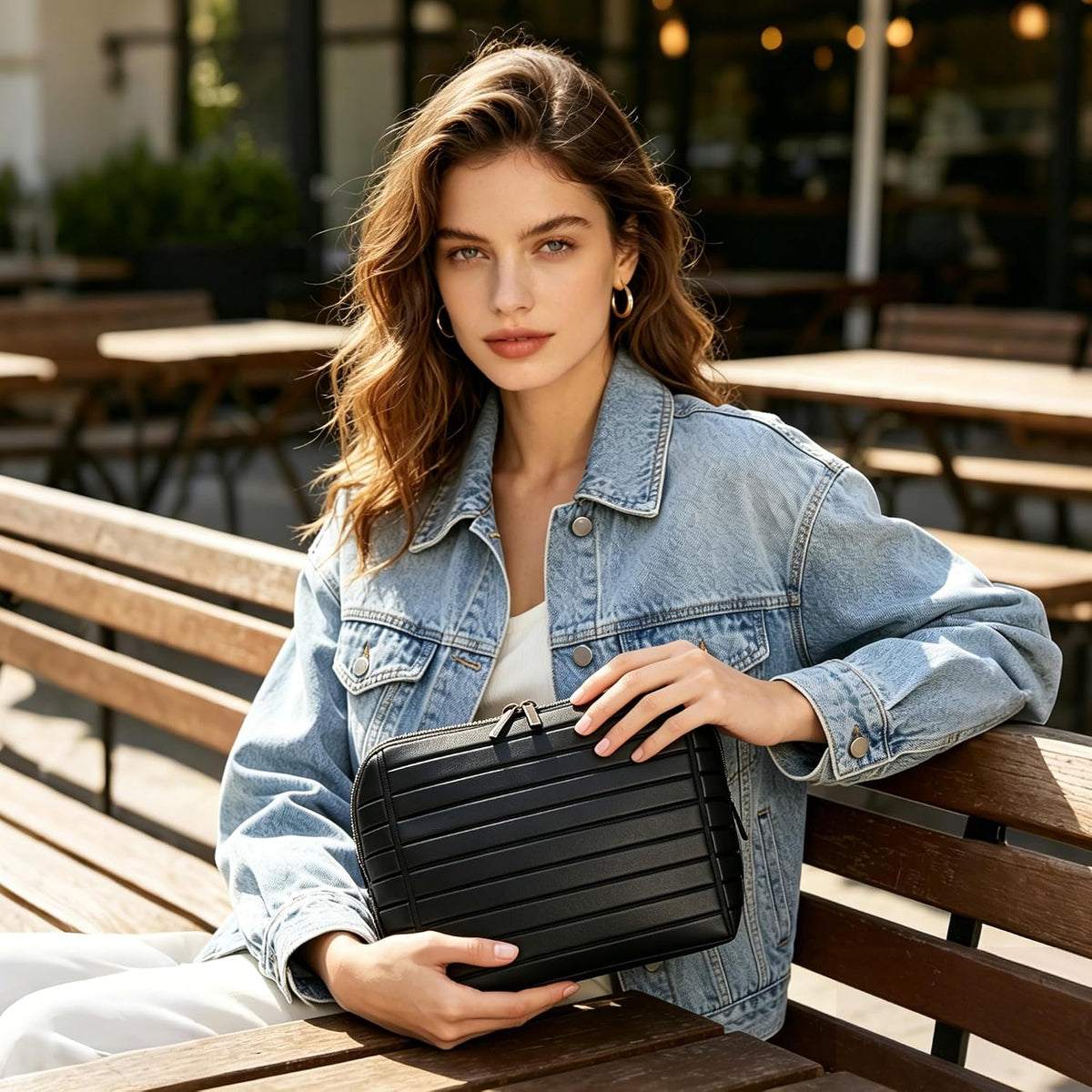 Minoisome Travel Makeup Bag,PU leather toiletry bag,make up organizer case for women,Large Capacity Cosmetic Bag,Wide-open Pouch Purse，Toiletries Accessories，Fold-Down Design and Adjustable Dividers.