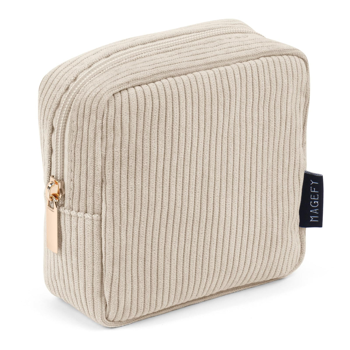 MAGEFY Small Makeup Bag for Purse Mini Cosmetics Bag Corduroy Cute Cosmetic Pouch for Women with Slip-in Pockets