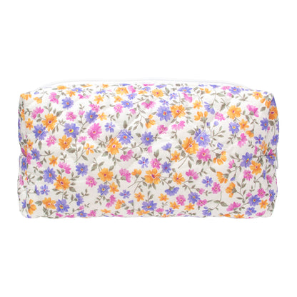 PAZIMIIK Small Quilted Makeup Bag,Zipper Cosmetic Pouch,Grey Floral