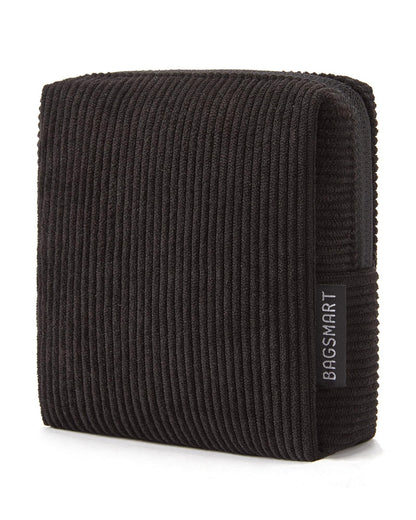BAGSMART Small Corduroy Makeup Bag, Cosmetic Pouch for Women with Pocket