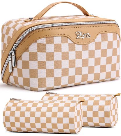 BOYATU Travel Makeup Bag Organizer: 3 Pcs Large Cosmetic Bags Set for Women