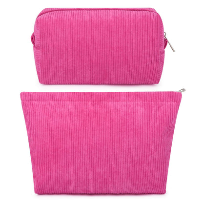 SOIDRAM 2 Pieces Makeup Bag Large Checkered Cosmetic Bag Capacity Canvas Mix Travel Toiletry Bag Organizer Cute Makeup Brushes Aesthetic Accessories Storage Bag for Women, Checkered Mix Rose Red