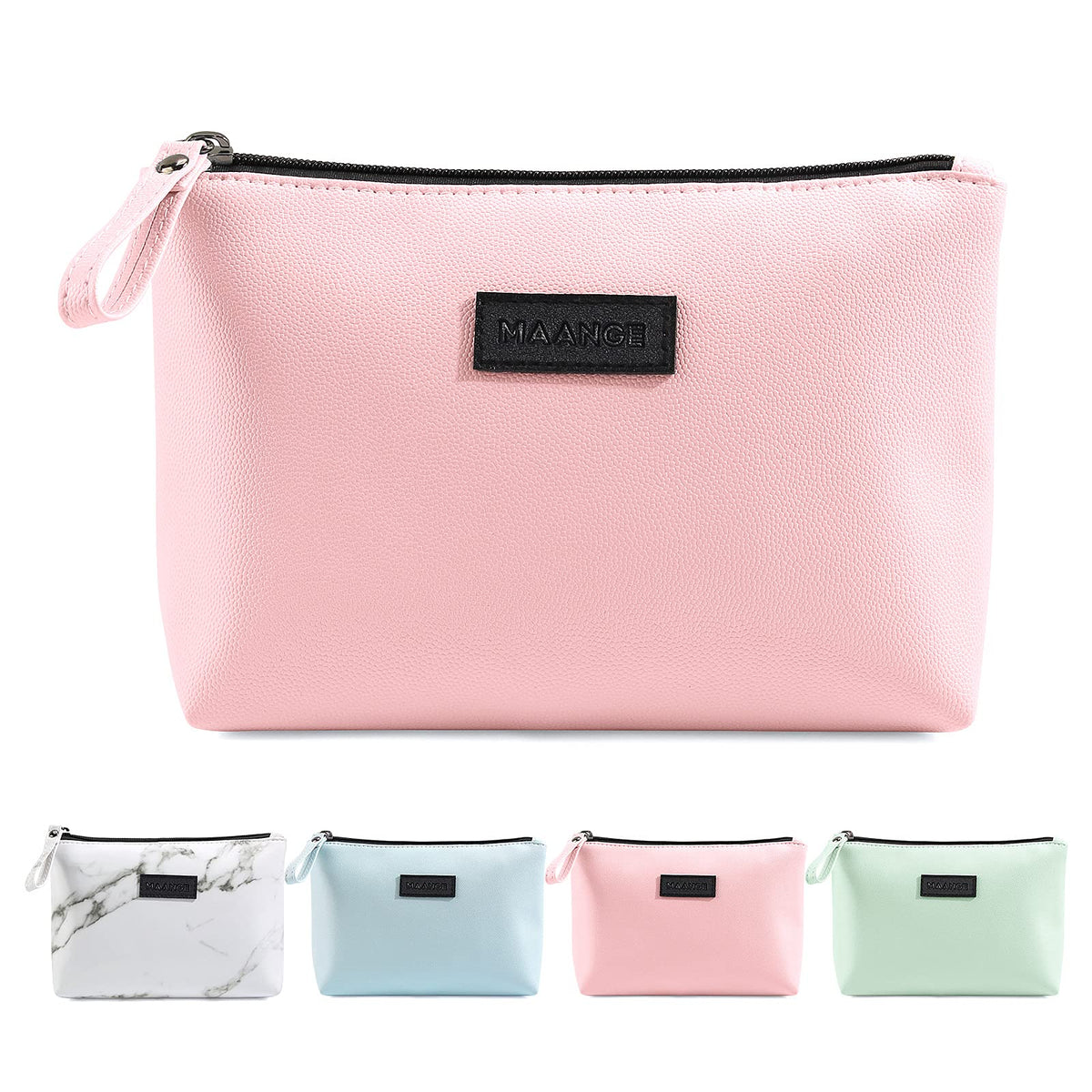 MAANGE Cosmetic Bags for Women Small Makeup Bag for Purse Pu Leather Makeup Pouch Travel Makeup Bag with Zipper Make Up Bag for Travelling