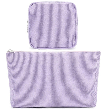 Fammart Checkered Makeup Bag, Corduroy Travel Cosmetic Bag Organizer Toiletry Bag Make Up Bags with Zipper & Compartments for Women Girls