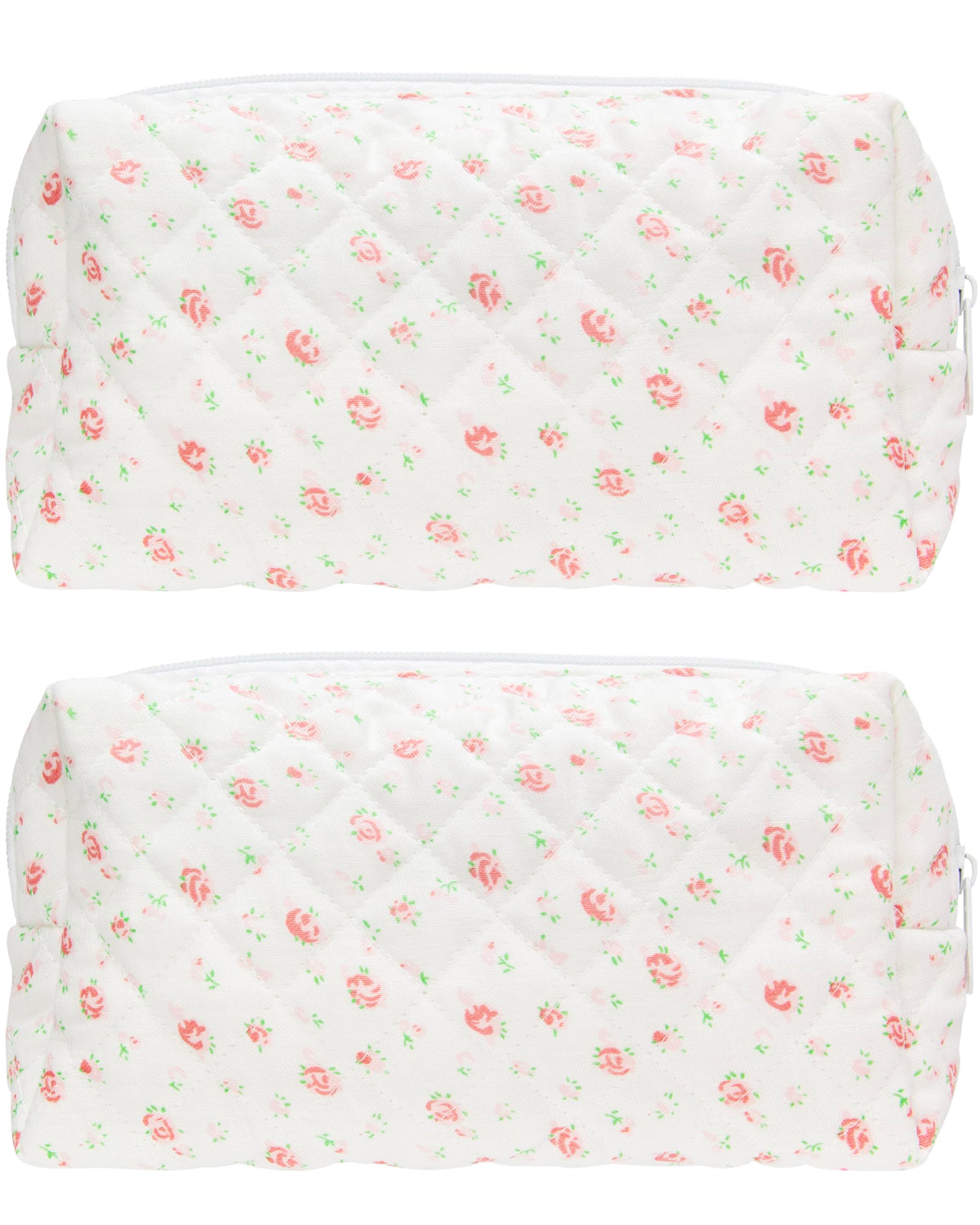 PAZIMIIK Small Quilted Makeup Bag,Zipper Cosmetic Pouch,Grey Floral