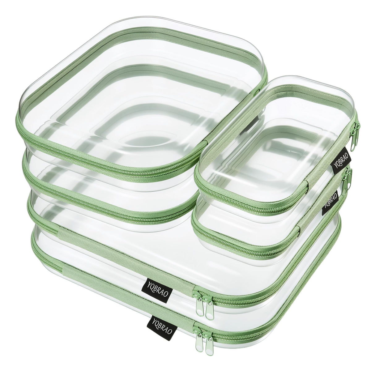 YQBRAO Clear Hard Shell Zipper Cases, Diaper Bag Organizer, 2L 2M 2S, White
