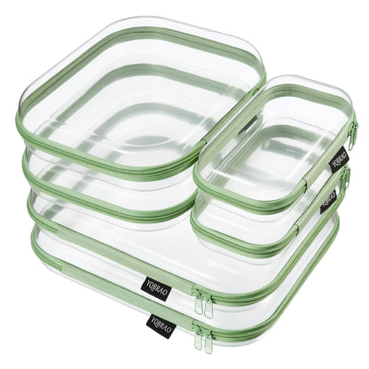 YQBRAO Clear Hard Shell Zipper Cases, 3 Large Travel Organizers, White