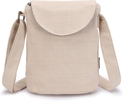 OPQRSTU Women's Retro Small Size Canvas Shoulder Bag Hippie Boho Crossbody Handbag