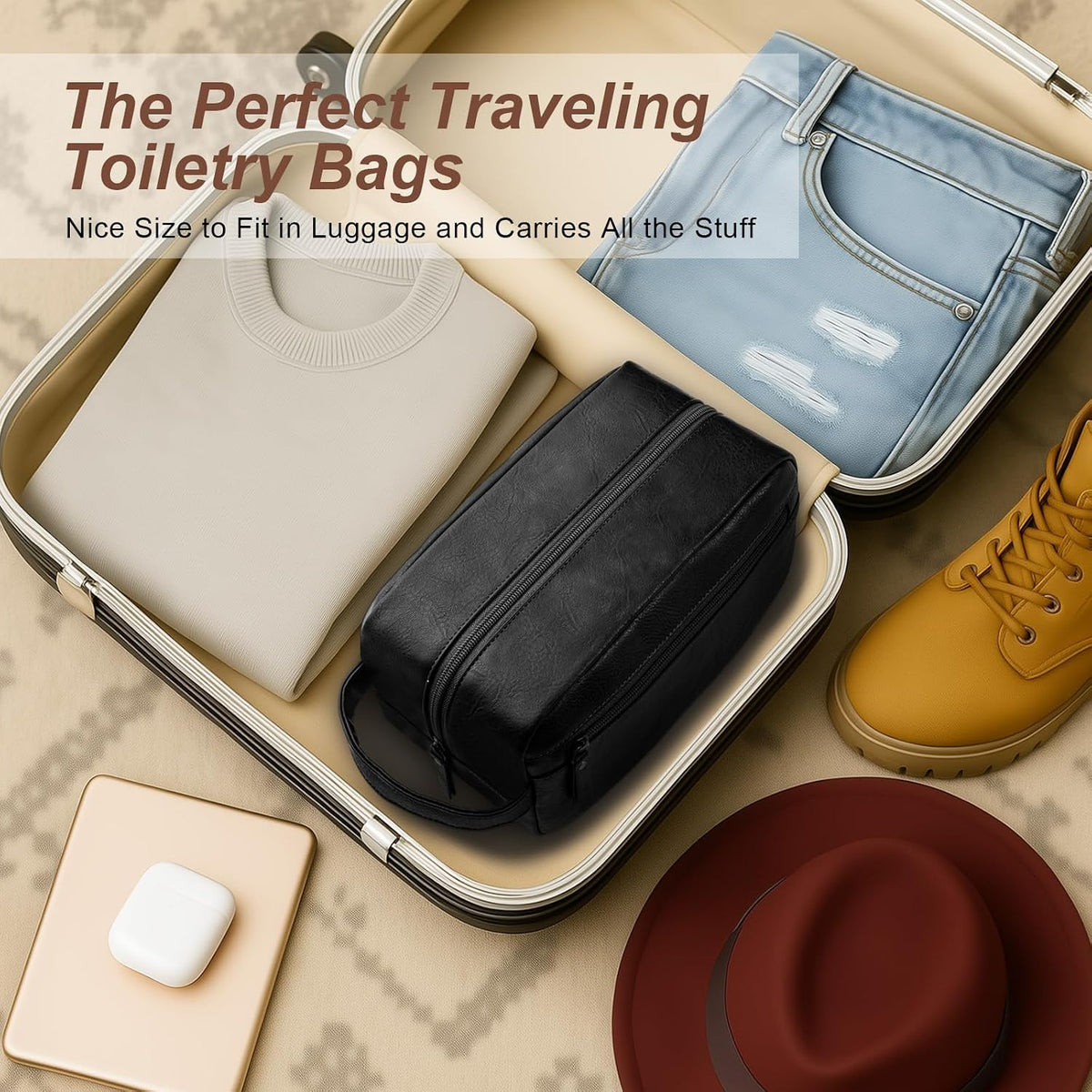 Travel Toiletry Bag for Men and Women, Black