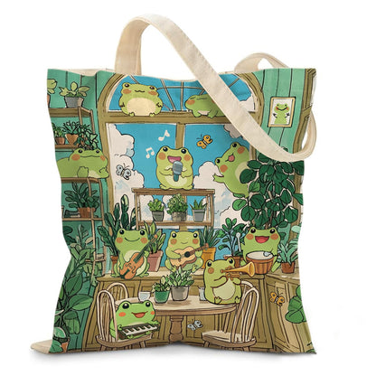 Aesthetic Canvas Tote Bag for Women - with Magnetic Snap Closure & Zipper Inner Pocket Reusable Bag for Shopping