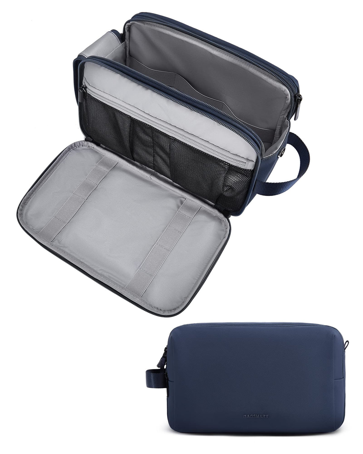 BAGSMART Toiletry Bag for Men, Travel Toiletry Organizer Dopp Kit Water-resistant Shaving Bag for Toiletries Accessories, Door Room Essentials,Green-medium