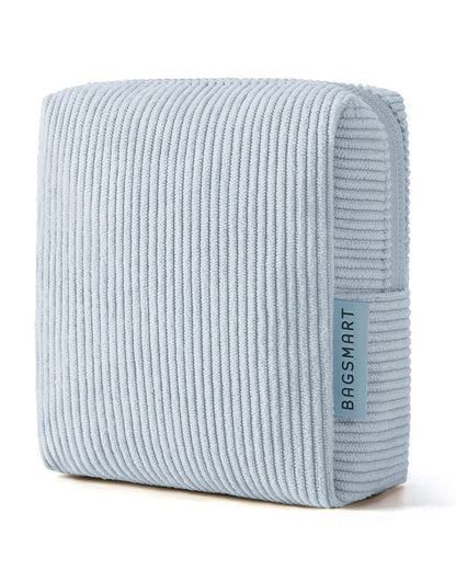 BAGSMART Small Corduroy Makeup Bag, Cosmetic Pouch for Women with Pocket