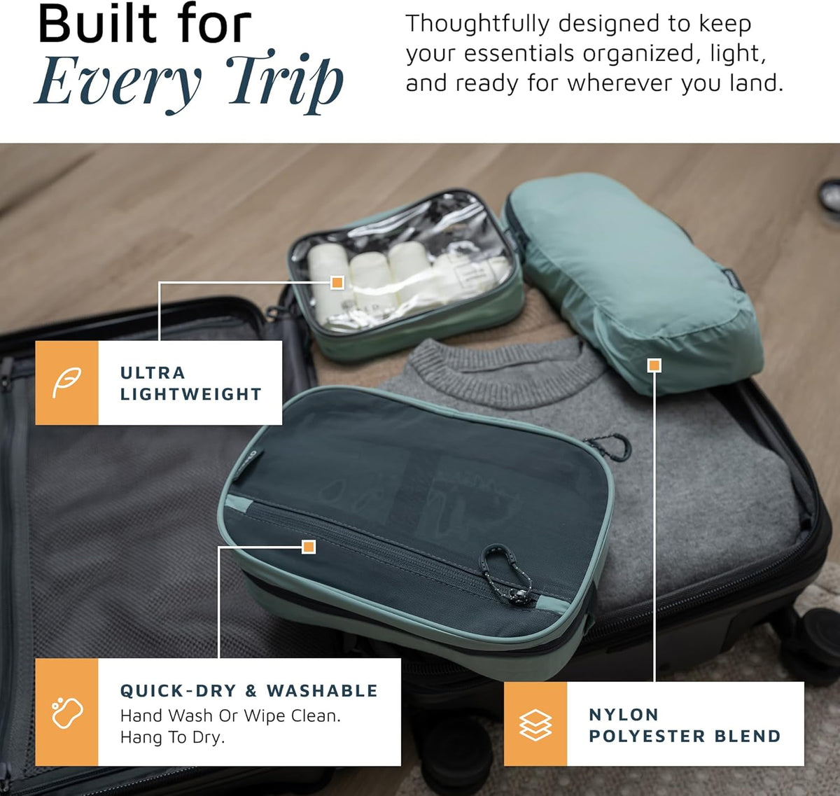 TRIPPED Travel Gear 3-Piece Travel Toiletry Bag Set