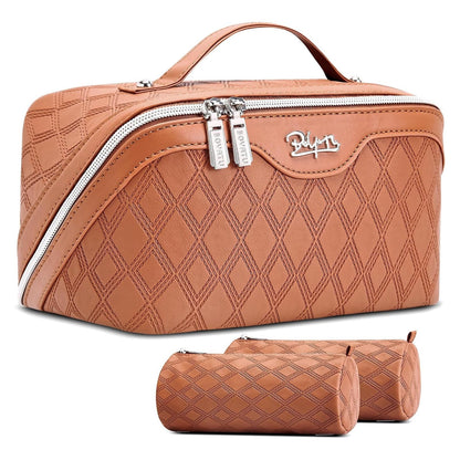 BOYATU Travel Makeup Bag Organizer: 3 Pcs Leopard Cometic Bag Set for Women
