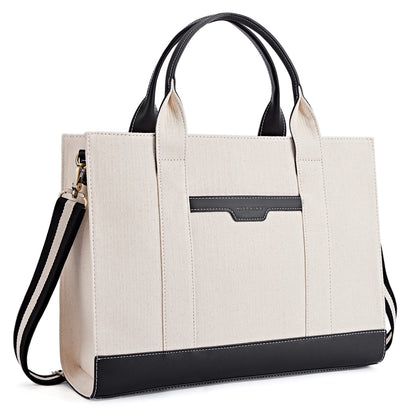 Missnine Laptop Tote Bag Canvas Laptop Bag 15.6 inch Work Shoulder Bags Casual Briefcase Handbag for Travel, Office, College