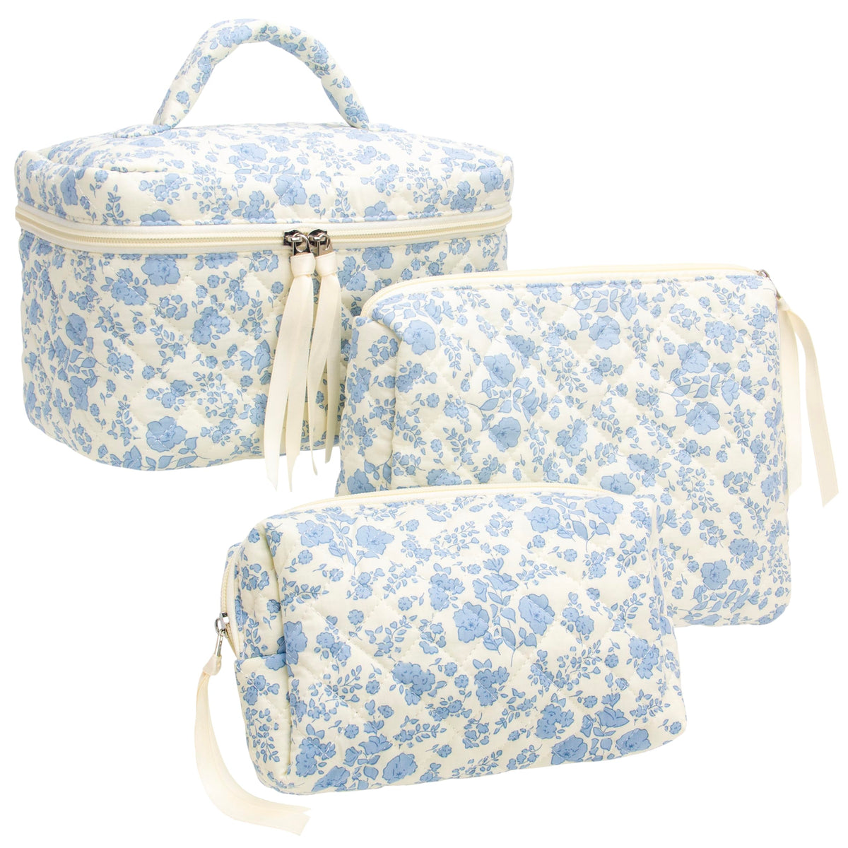 Quilted Makeup Bag for Women, Travel Cosmetic&Toiletry Bag,Gauze Heart