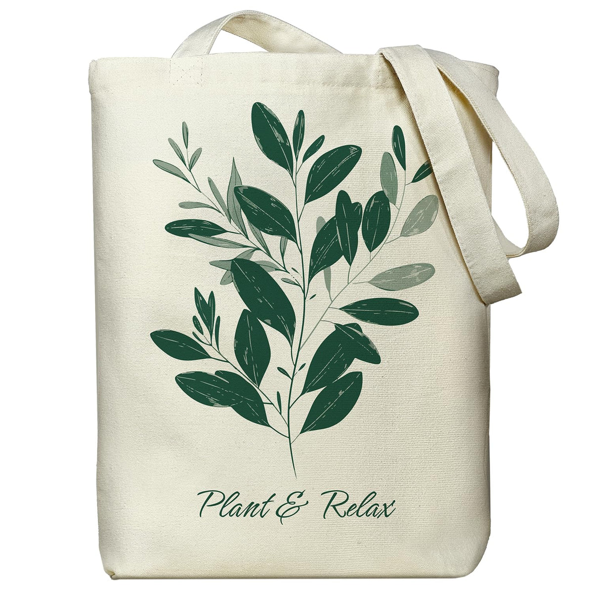itgowisa Canvas Tote Bag with Zipper Pocket, Reusable Grocery Bag for Daily