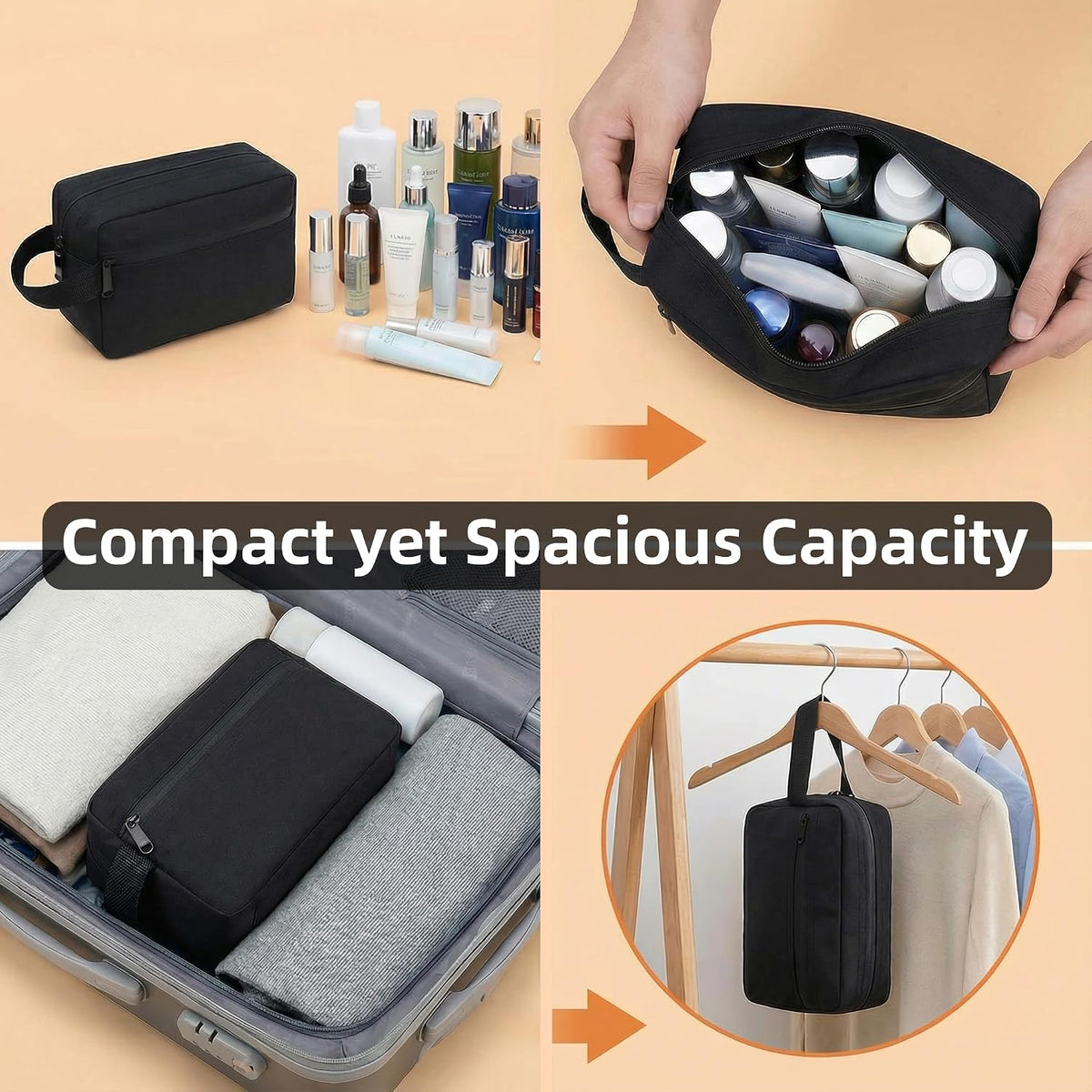 DSYSC Travel Toiletry Bag for Women & Men, Small Makeup Bag