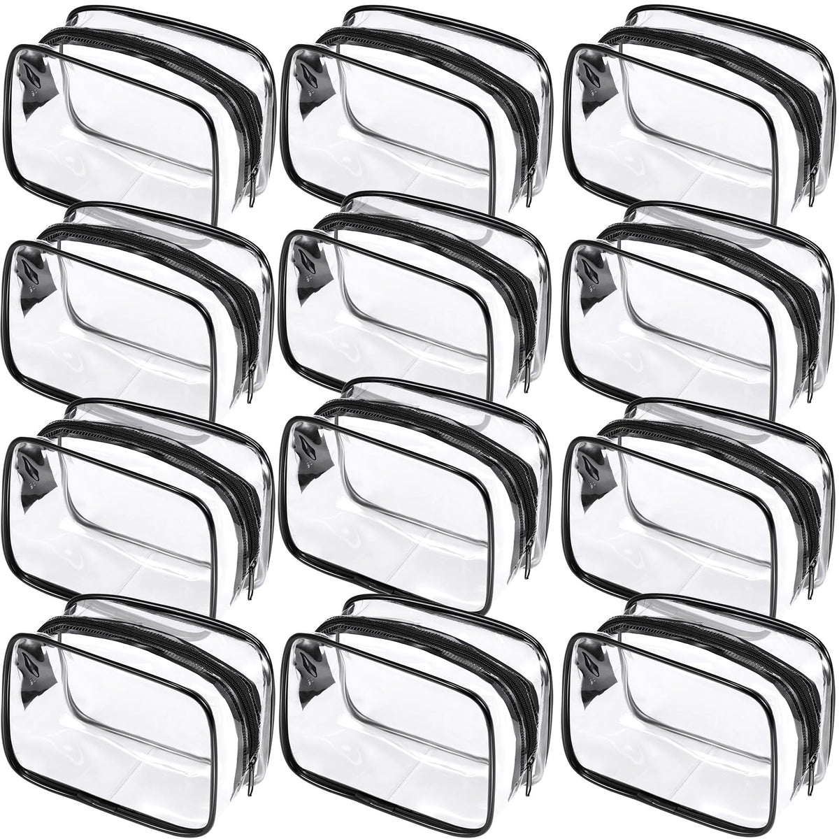 Weewooday 12 Pcs Clear Cosmetic Bags PVC Zipper,None
