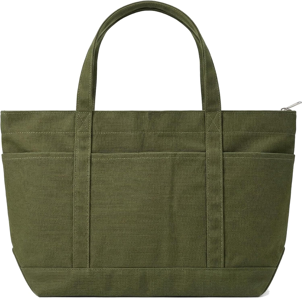 Large Canvas Tote Bag with Zipper, Multi Pockets for Work Travel