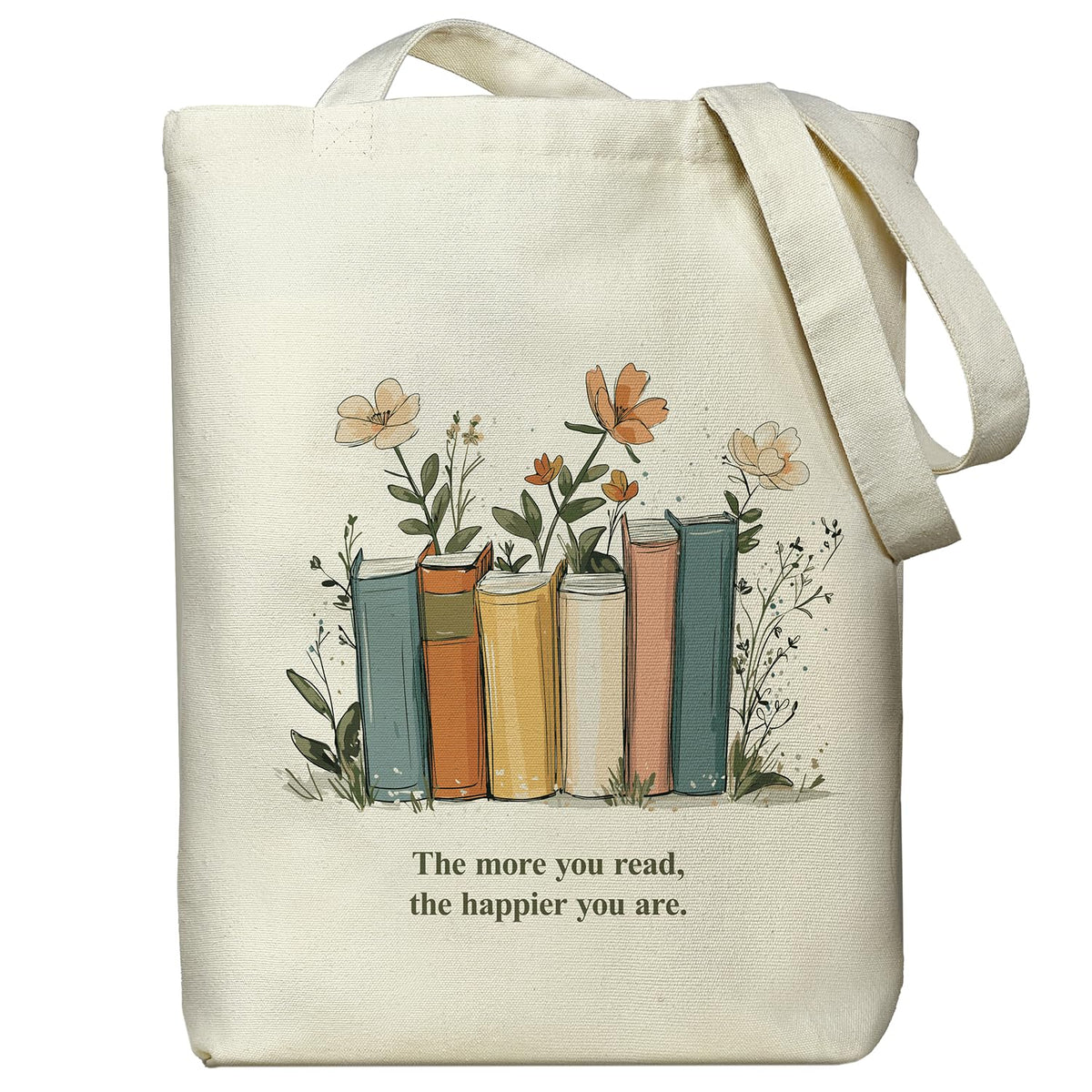 itgowisa Canvas Tote Bag with Zipper Pocket, Reusable Grocery Bag for Daily