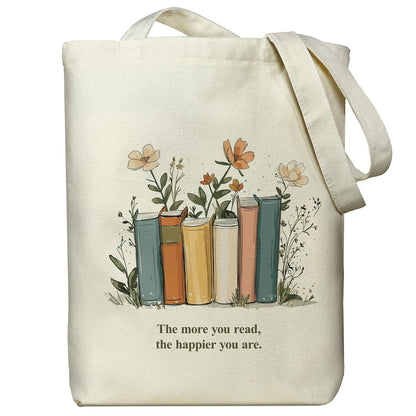 itgowisa Canvas Tote Bag with Zipper Pocket, Reusable Grocery Bag for Daily