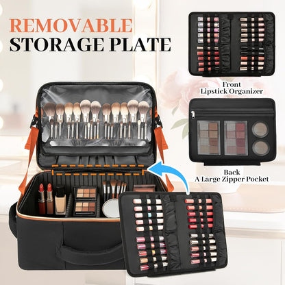 Makeup Backpack, Extra Large Makeup Case Bag with 4 Pouches, Professional Cosmetic Storage Organizer Bag with Adjustable Divider & Brush Slots, Travel Makeup Artist Kit Set Bag for Makeup Artists