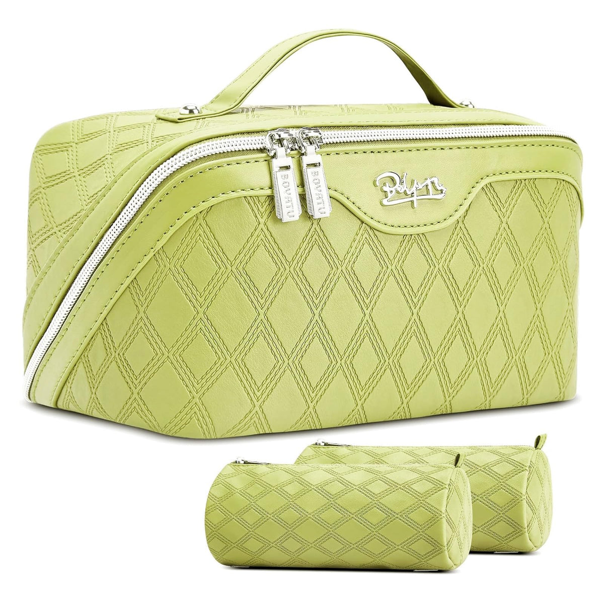 BOYATU Travel Makeup Bag Organizer: 3 Pcs Leopard Cometic Bag Set for Women