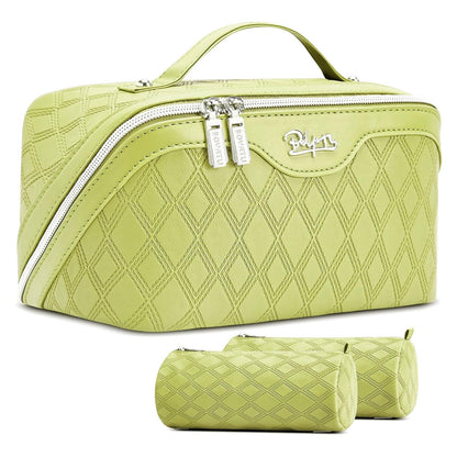 BOYATU Travel Makeup Bag Organizer: 3 Pcs Leopard Cometic Bag Set for Women