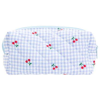 PAZIMIIK Small Quilted Makeup Bag,Zipper Cosmetic Pouch,Grey Floral