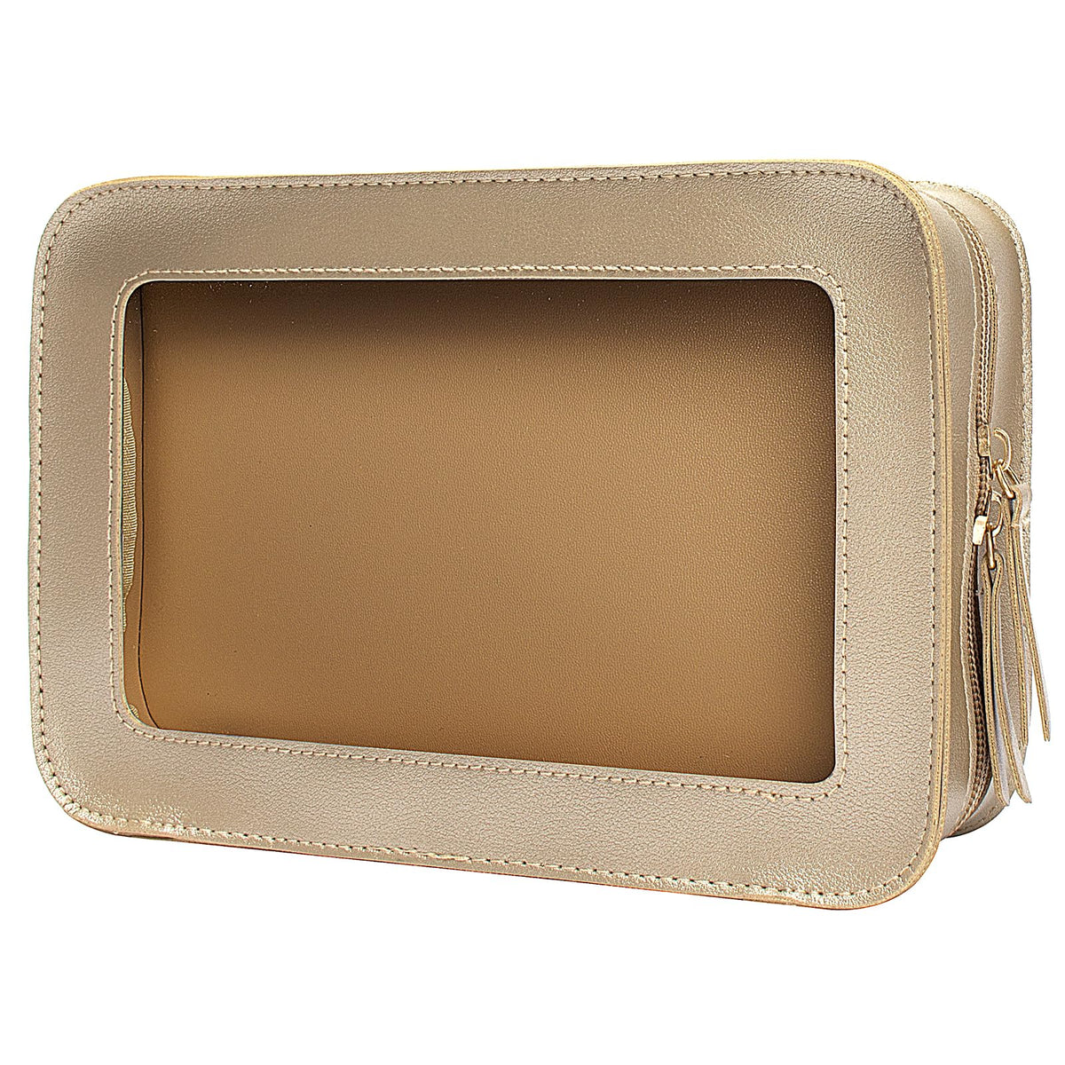 LETGO Clear Makeup Bags, TSA Approved Toiletry Bag with Zipper,Transaparent Beach Makeup Organizer Bag for Beach Travel Essentials,Clear Cosmetic Bags for Women Men(O-Beige)