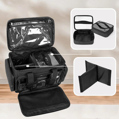BAFASO Makeup Bag with 2 Removable Pouches and Detachable Dividers, Black