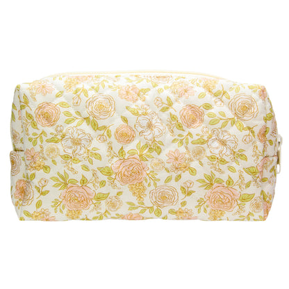 PAZIMIIK Small Quilted Makeup Bag,Zipper Cosmetic Pouch,Grey Floral