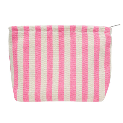 Flat Makeup Bag for Women,Zipper Cosmetic Pouch for Purse,Strawberry Beige