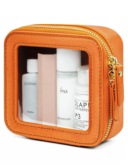 Popvibe Clear Makeup Case White Toiletry Bag Travel Large Clear Cosmetic Bag with Zipper, Big Make Up Bag Organizer Women Traveling TSA Approved Transparent Bag Car for Essentials