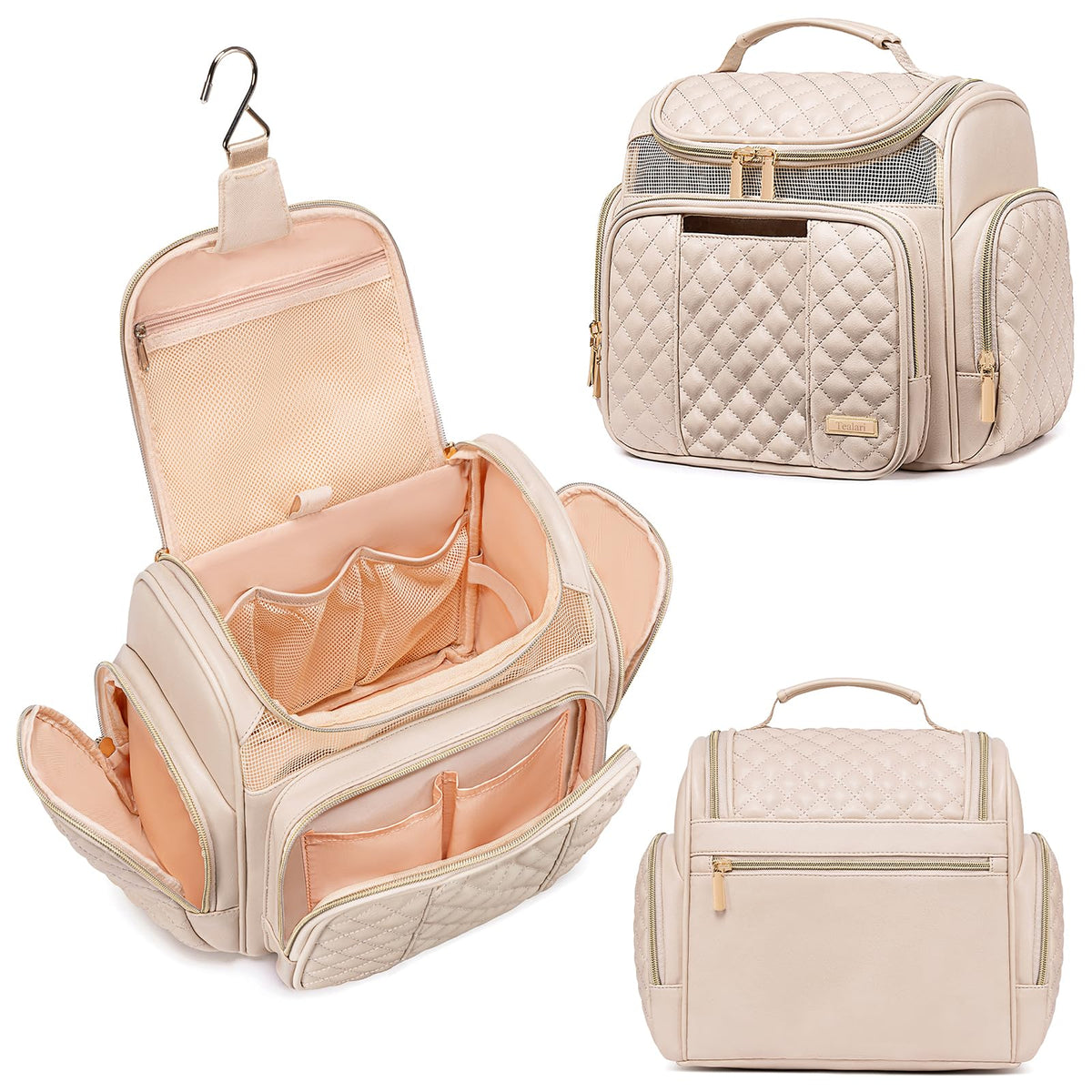 Tealari Large Toiletry Bag for Women Men,Bathroom Bag,Water Resistant Shower Bag,Makeup Bag,Portable Shower Caddy for College Dorm,Hanging Travel Toiletry Bag with Transparent Waterproof Phone Pocket
